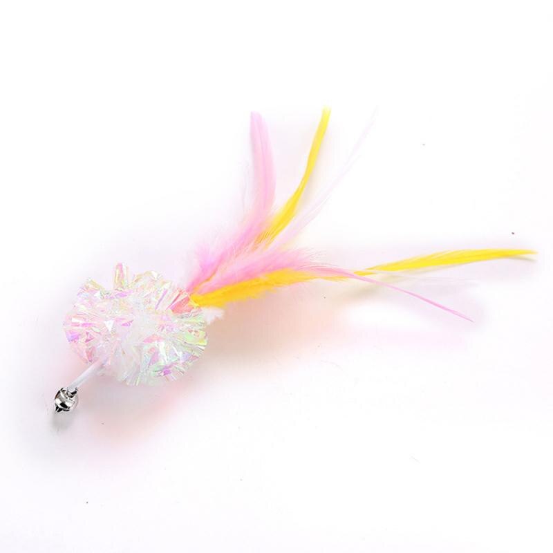 Cat Interactive Toy Stick Feather Wand With Mouse Cage Toys Plastic Artificial Colorful Cat Toy Supplies Replacement Head: 11