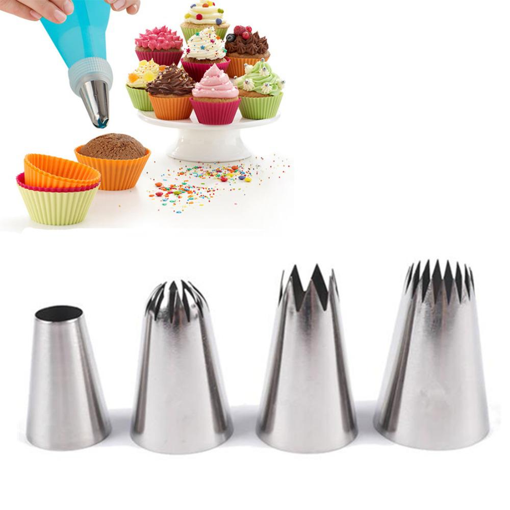 4 stks/set Piping Nozzles Russische Pastry Icing Tips Tool Rvs Fondant Cupcake Mold Cake Decorating Bakken Grote Maat