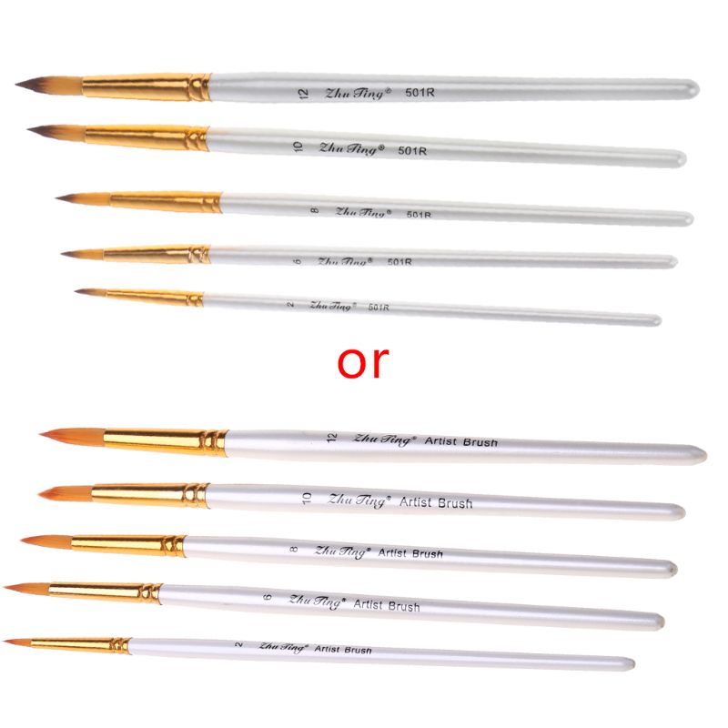 5 pçs pincéis de pintura profissional conjunto de pincéis de pintura a óleo acrílico aquarela ferramenta de desenho de pincéis de cabelo de náilon: Default Title