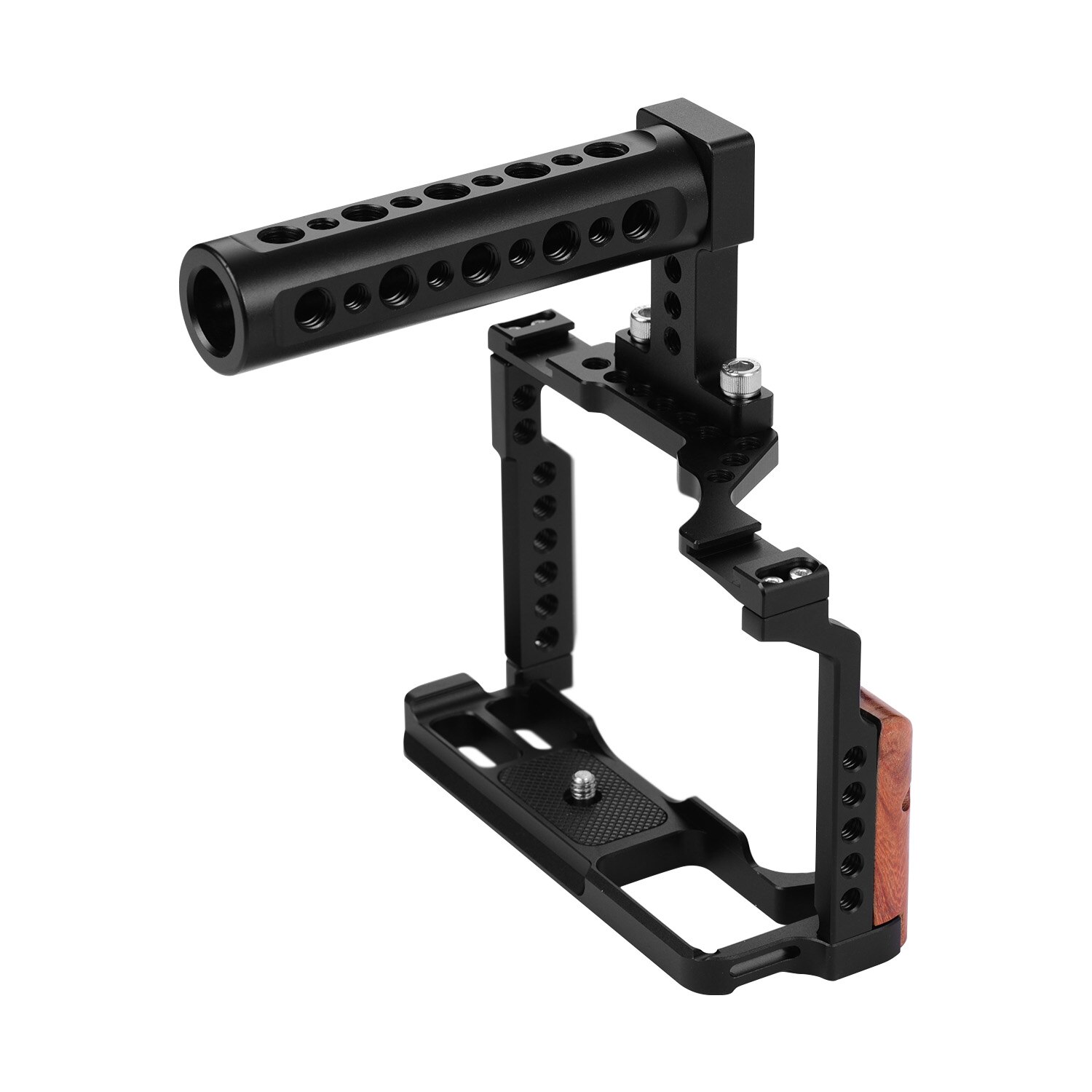 Andoer-jaula para cámara de vídeo + Kit de mango superior aleación de aluminio con doble soporte para zapata fría Compatible con Fujifilm X-T3/X-T2