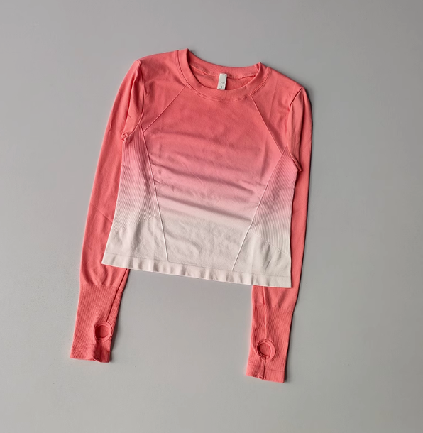 Allmähliches Schlankheits-Sport-T-Shirt, Fitness-Anzug für Damen, eng anliegend, schnell trocknend, oben, Yoga-Anzug, Ausbildung, schmale Passform, lange Ärmel: M / Grau