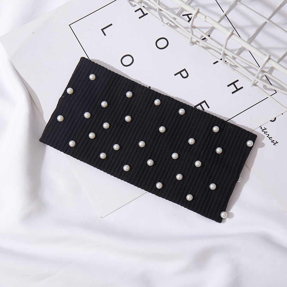 Bandeaux élastiques avec nœud pour femmes, bandeaux avec perles, turban, bandana, coiffure chaude, accessoires pour cheveux, sauna, automne, hiver: Bleu