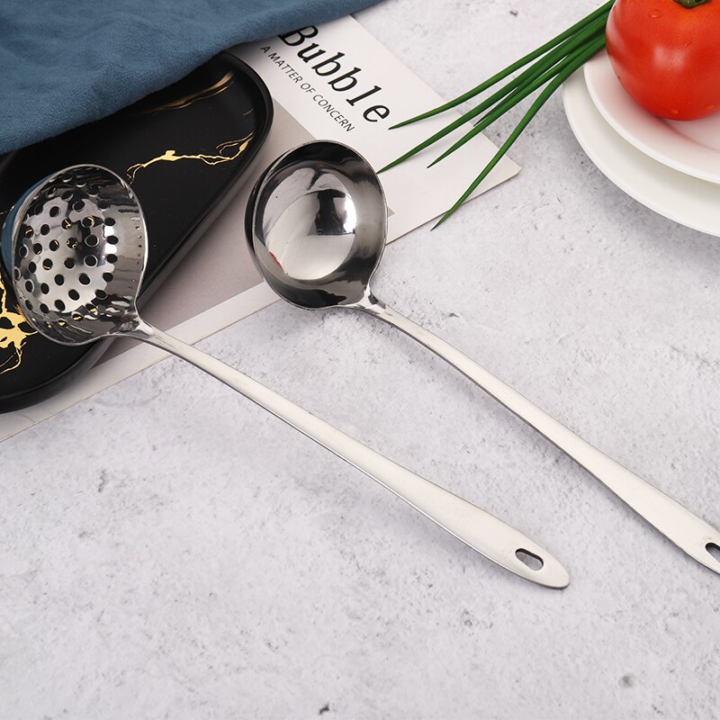 Thicken Stainless Steel Soup Ladle Pot Spoon Colander Cookware Rice Dinner Kitchen Spoon Tool For Sauce, Soup, Broth, Gravy