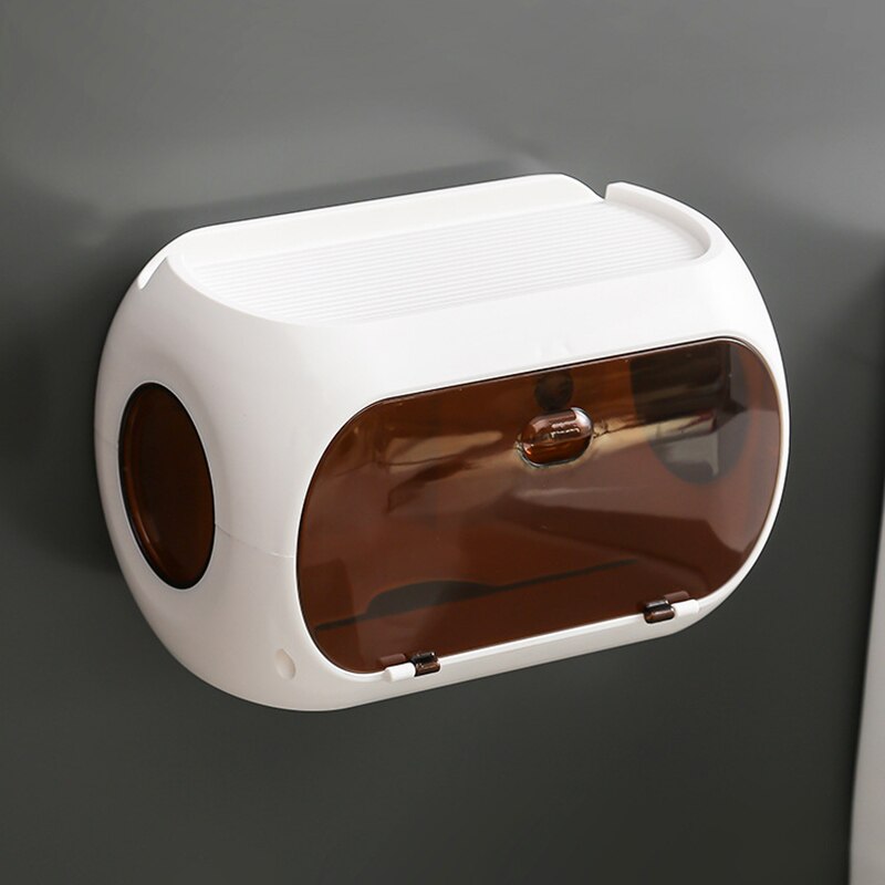 Wall-Mounted Non-Porous Toilet Paper Holder Chinese Toilet Accessories Bathroom Shelf Waterproof Bathroom Accessories: Brown