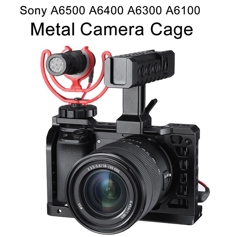 Photography Camera Cage Video Film Movie Making Stabilizer 1/4 inch Screw Cold Shoe Mount for Sony A6500/A6400/A6300/A6100 Camer