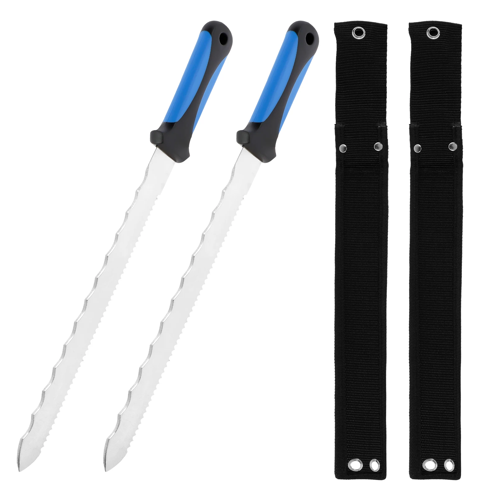 1/2 Pcs Insulation Knife with Nylon Sheath Stainless Steel Blade Insulation Cutter Double Sided Serrated Duct Knife Tool
