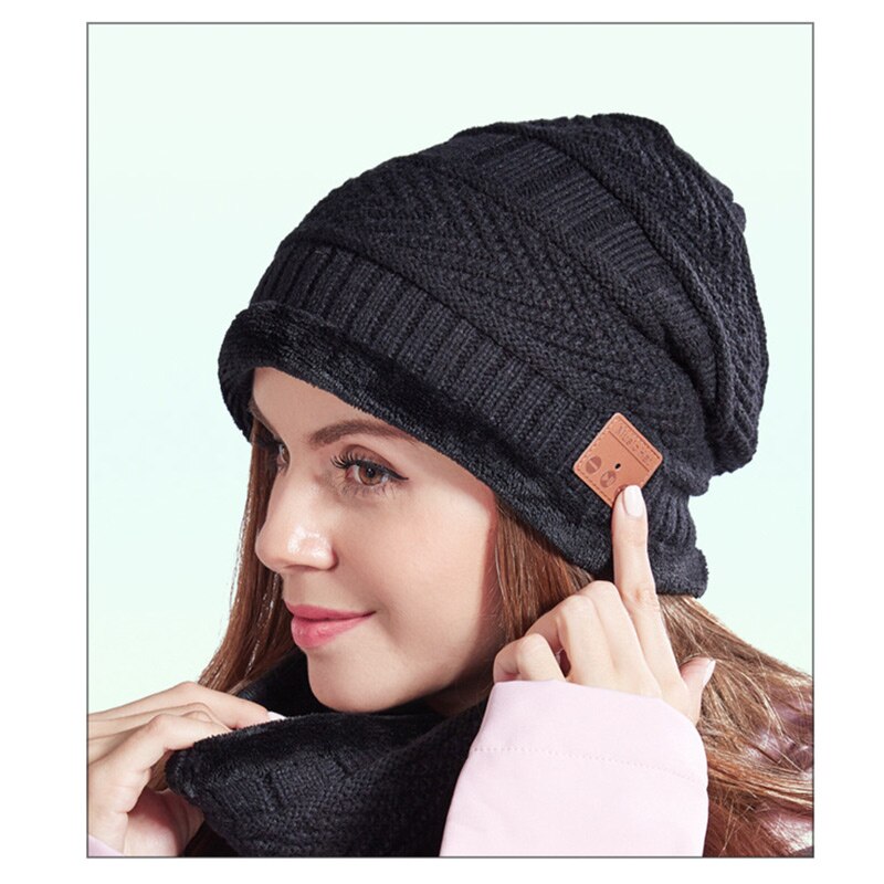 Bluetooth-muts met sjaal, bluetooth-oplaadbare gebreide muts met draadloze handsfree hoofddeksel, kerstmuts voor mannen en vrouwen.