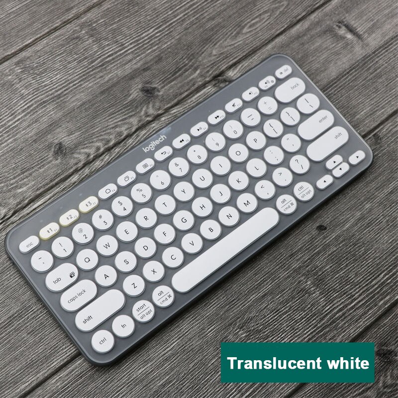 Besegad Kleurrijke Laptop Siliconen Toetsenbord Cover Skin Sticker Protector Beschermhoes Voor Logitech K380 Bluetooth Toetsenbord: Translucent white