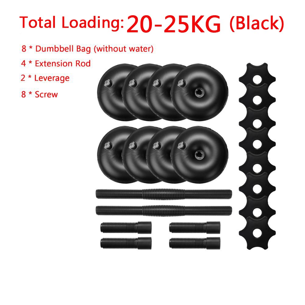 Mancuernas rellenas de agua para entrenamiento muscular, pesas ajustables de inyección de agua, 16-25KG: Black 20-25kg