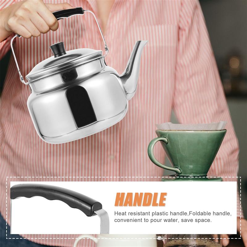 1PC Mini Teakettle Stainless Steel Water Kettle Outdoor Teapot Ant-Scald Handle Tea Kettle Heating Water Pot Tea Pot Teaware