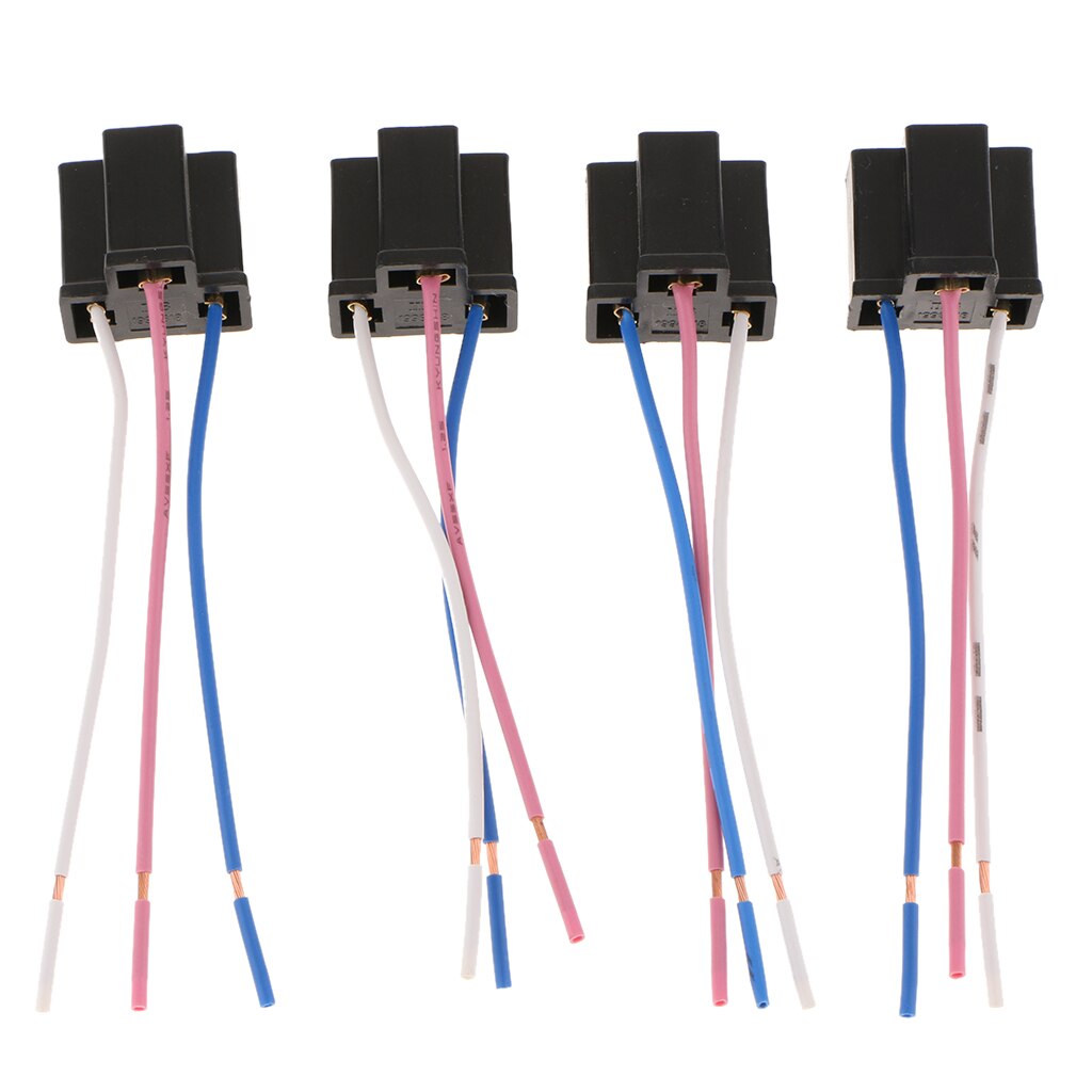 4 stk.  h4 kvindelige adaptere ledningsnetstik & 3 ledninger til forlygtetåge til 12v bilvogne osv