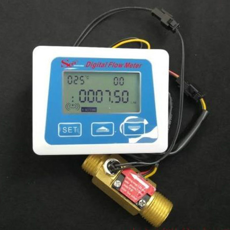 G1/2 elektronisk vandmåler hall flowmeter digital lcd display  g3/4 flow meter 1 inch flow sensor digital flowmeter