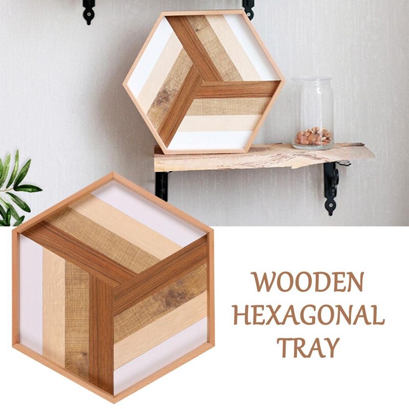 Houten Dienblad Decoratie Lade Hexagon Bakken Decoratie Lade Hout Thee Voedsel Server Keukengerei