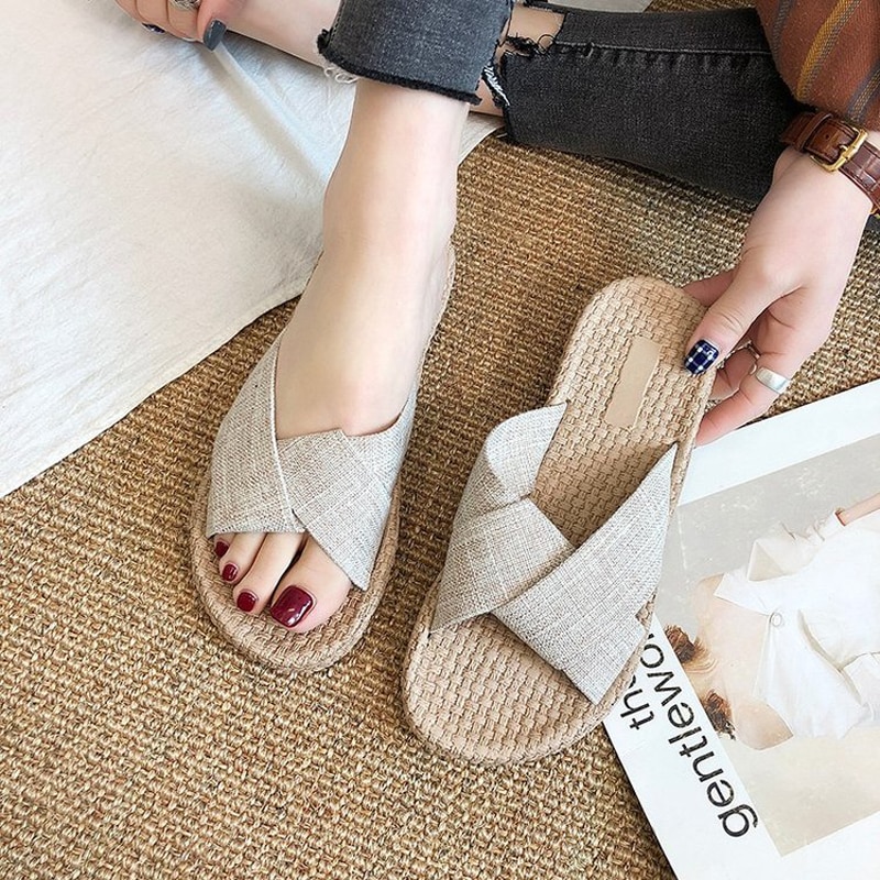 Sommartofflor dam strandtofflor skor boho havsflip flops sandaler tofflor casual halkfria glidskor