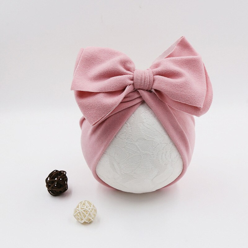 Spring Soft Baby Hat Big Bowknot Baby Girls Hat Turban Solid Color Infant Toddler Kids Hat Children Cap Beanies: style 2 02