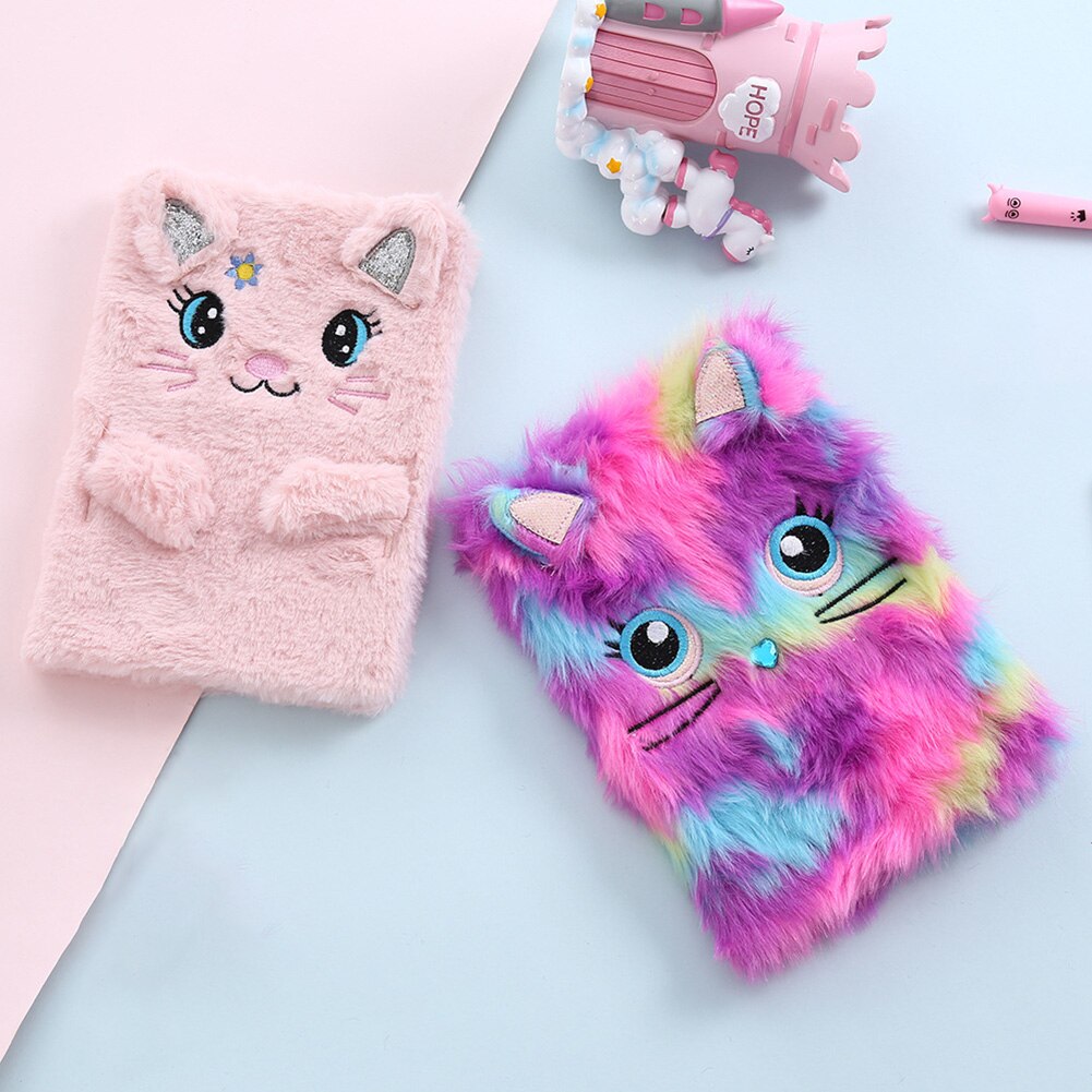 Cartoon Planner Notebook Cat Panda Fluffy Diary Girls Journal Notebook Memo Pad Birthday Notebooks libros agenda