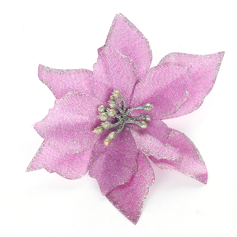 10Pcs Glitter Poinsettia Flower Christmas Decor Wreath Tree Decorations Xmas Party Wedding Flower Scrapbook Garlands Rattan: 3