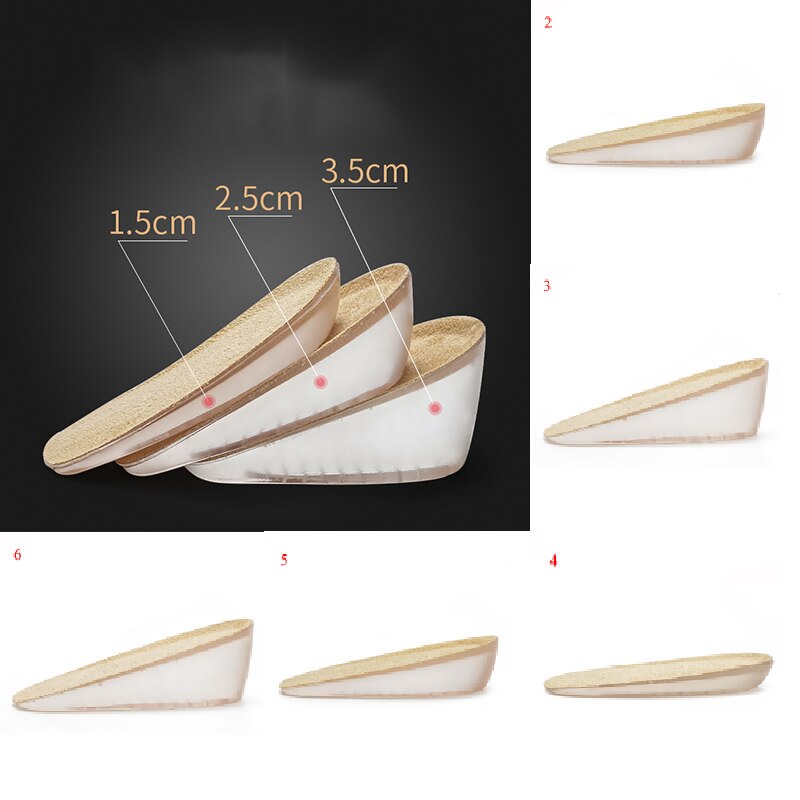 Plantillas de aumento de altura Unisex, 1,5/2,5/3,5 CM, plantillas de Gel suave, insertos para zapatos más altos, , 1 par
