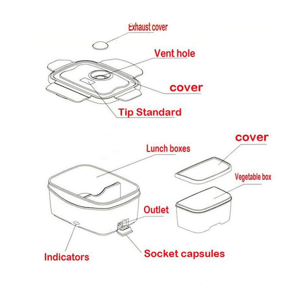 110V 220V Lunchbox Voedsel Container Draagbare Elektrische Verwarming Voedsel Warmer Heater Rijst Container Servies Sets Home