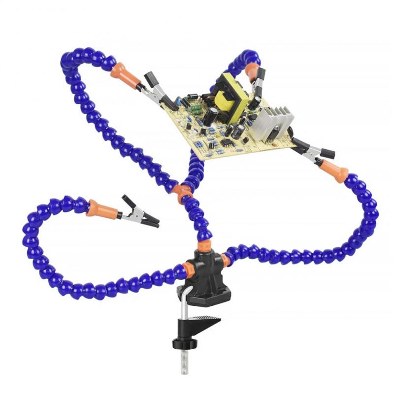 Welding Desk Clip PCB Soldering Holder 3X Magnifier With LED Light Welding Helping Hand Flexible Arm Soldering Hand Tool Clamp: B1