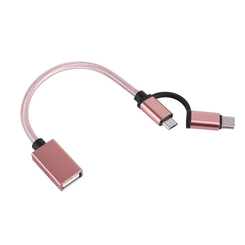 Type-C 2-In-1 Otg Micro Usb Type-C Gevlochten 2-In-1 Otg Adapter Micro Usb Kabel Mobiele Telefoon Kabel Usb Cord Telefoon Accessoires