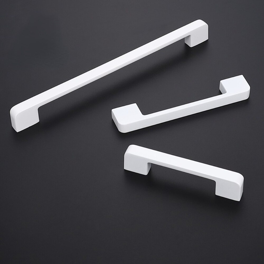 96mm 128mm 160mm 192mm Modern White Aluminum Alloy Cabinet Drawer Knobs Handles Kitchen Wardrobe Pulls Handles for Furniture