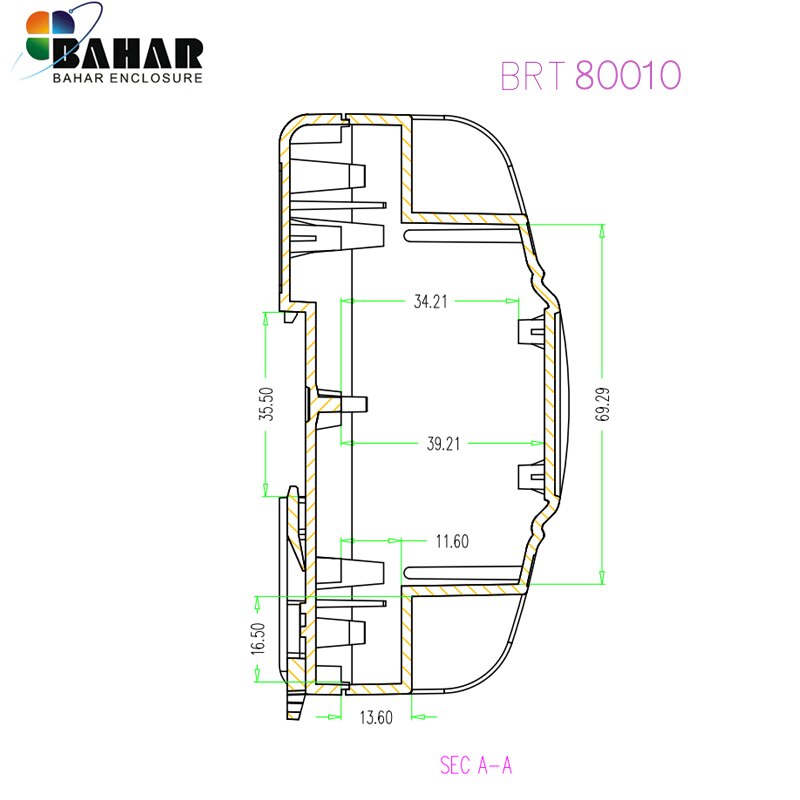 electronics din rail enclosures fire resistant din rail box for pcb housing diy PLC box BRT80010-A1 108*112*55.8mm