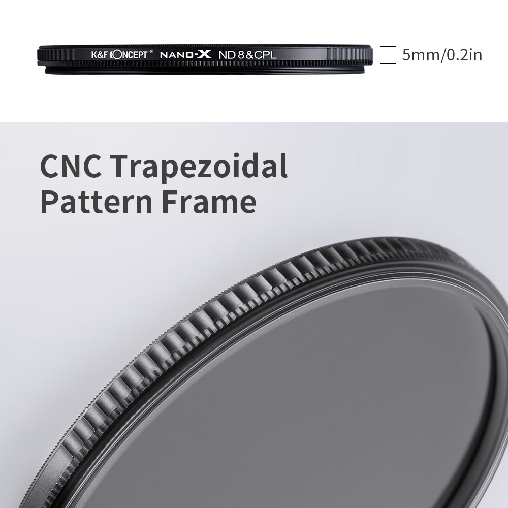 K &amp; F Concept Filter 2 In 1 ND8 + Cpl Circulaire Polarisatiefilter Nd Filter Waterdichte Neutrale Dichtheid 52mm 58Mm 62Mm 67Mm 77Mm 82Mm