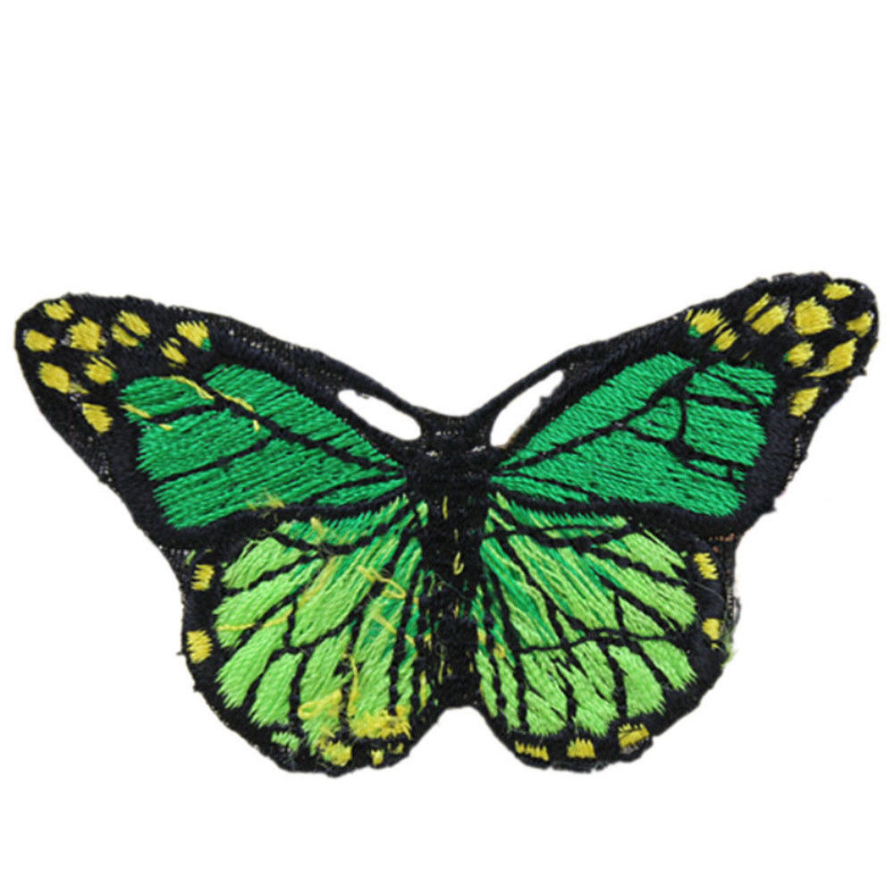 2X Embroidery Butterfly Sew On Patch Badge Embroidered Fabric Clothing Embroided Sticker Repair: Green