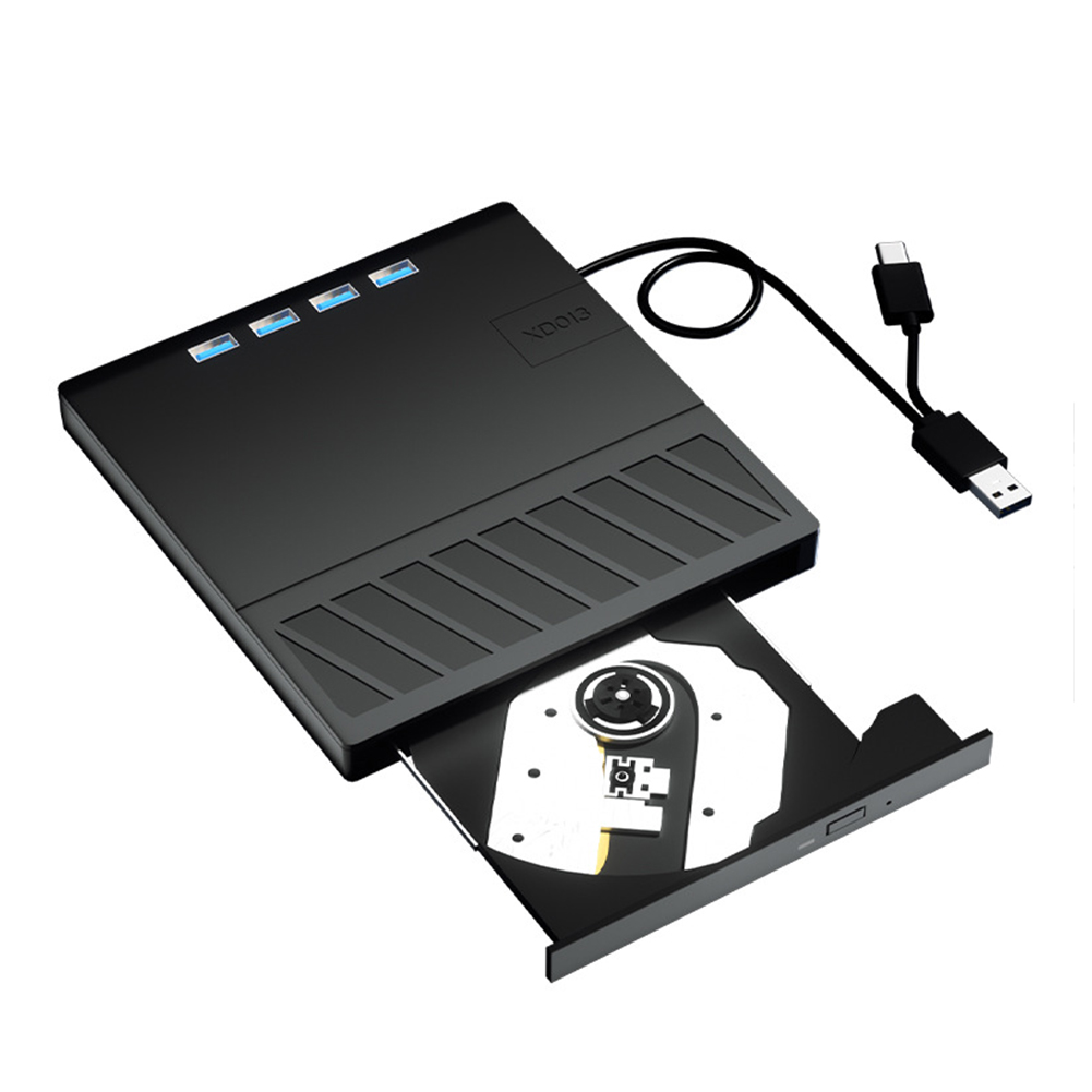 7 em 1 USB 3.0 Tipo C CD externo DVD RW Unidade óptica com porta SD/TF CD/DVD/BD -/+RW Player Burner Writer Reader para laptop PC: BRANCO