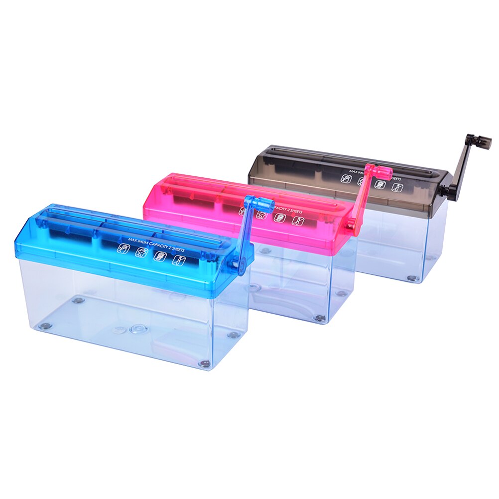 Cutting Transparent Home Office Shredder for A6, Folded A4 Paper Strip-Cut Paper, Mini Hand Crank Paper Shredder Paper