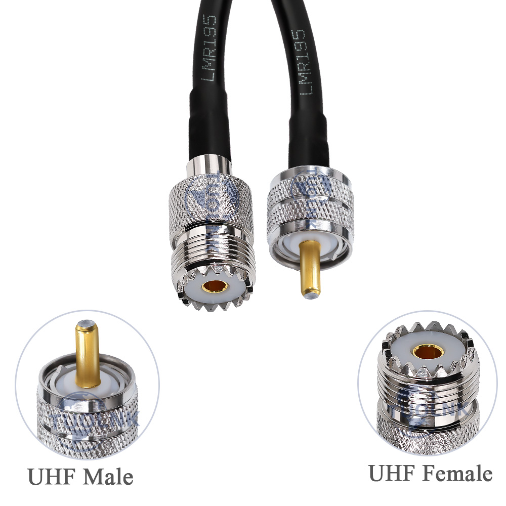 Conector macho/hembra UHF PL259 LMR195 Cable Coaxial RF 50ohm PL259 LMR195 Cable Coaxial de puente de antena