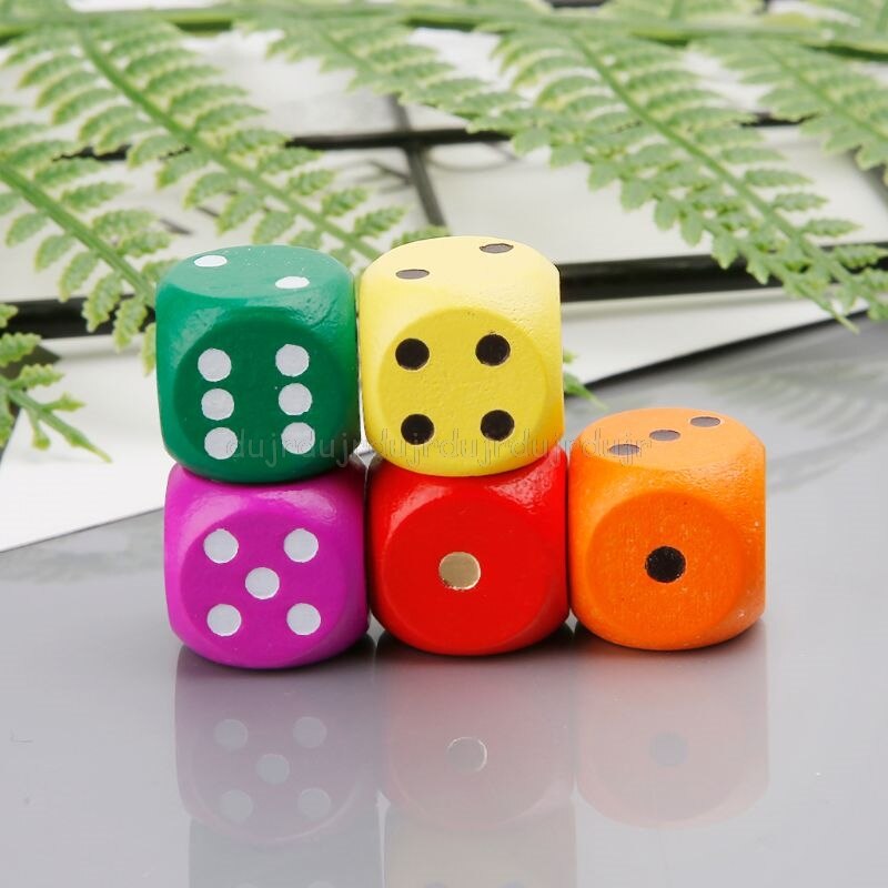 5 pçs 16mm madeira dados número canto redondo hexahedron para festa de família dnd criança brinquedos d11 19 dropship