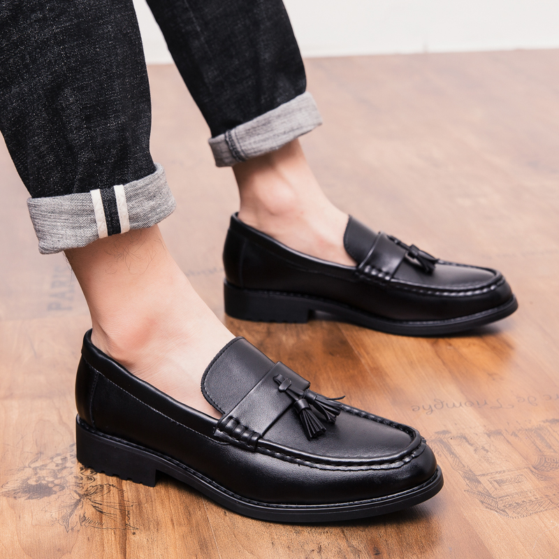 Rommedal heren loafers met kwastjes, leren schoenen voor heren, feest, bruiloft, heren plateauschoenen, casual schoenen, sapato masculino