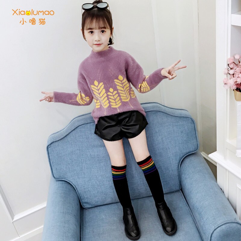 Meisjes warme trui coltrui bedrukt voor 5-8t kinderen meisjes trui lange mouwen kleding kinderkleding