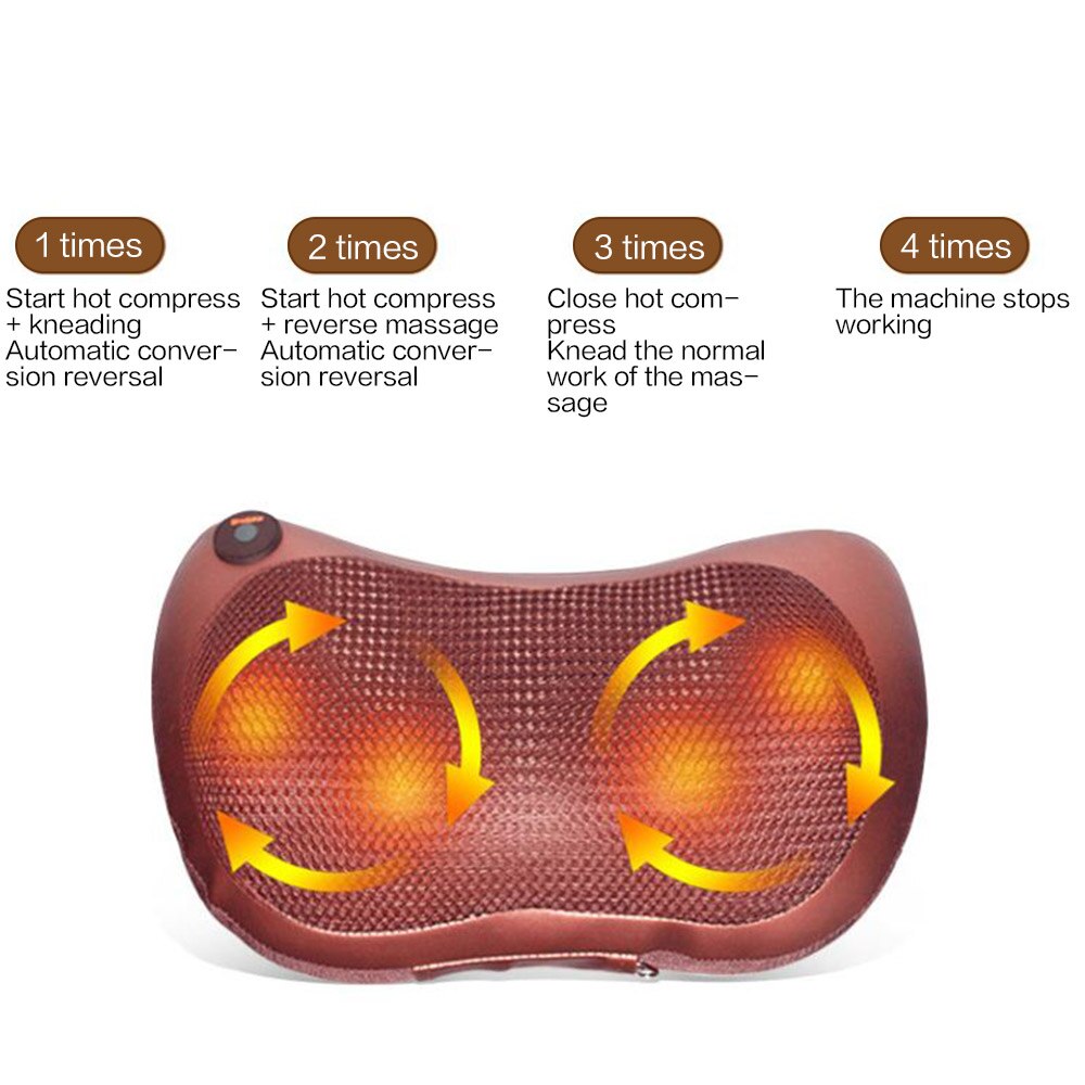Shiatsu Massage Pillow Neck Headrest Massage Cushion Cervical Massager Lumbar Back Roller Vibrating Heat Electric Massage Device