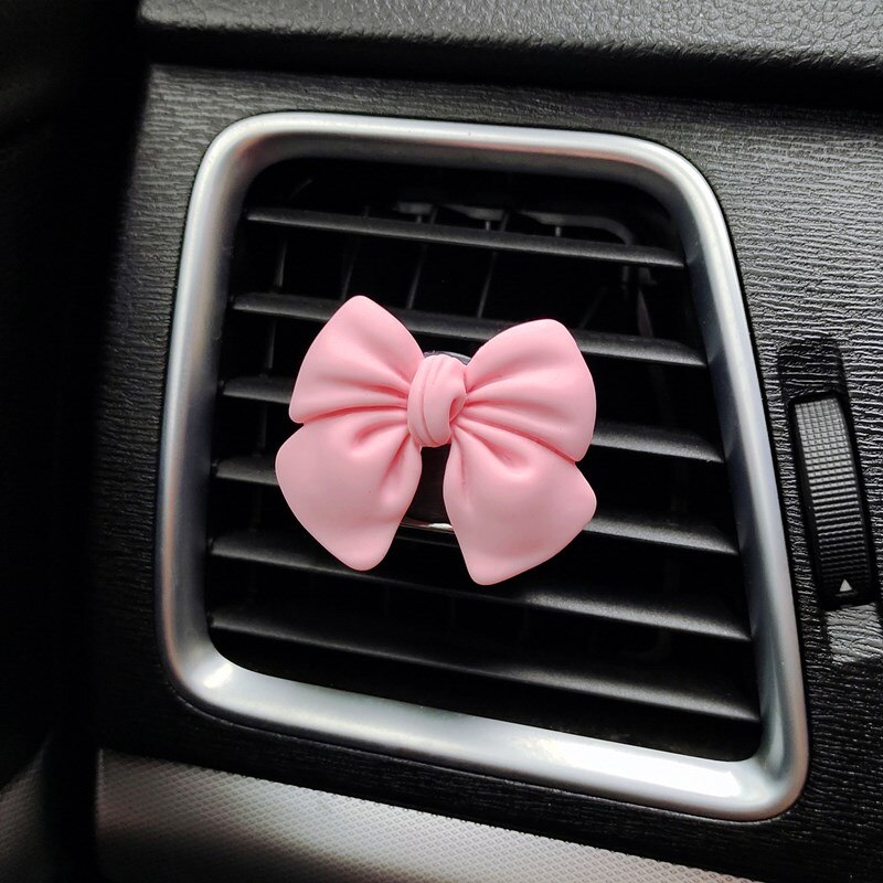 Cute Bow-knot Car Accessories Interior Woman Perfume Clip Car Air Freshener Air Vent Clip Cartoon Bow-knot Girls Decoration: Pink