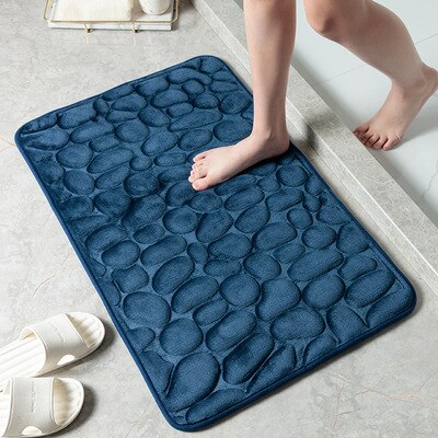 Geplaveide Reliëf Badkamer Badmat Antislip Tapijten In Wastafel Bad Side Vloerkleed Douche Deurmat Geheugen foam Pad: blue