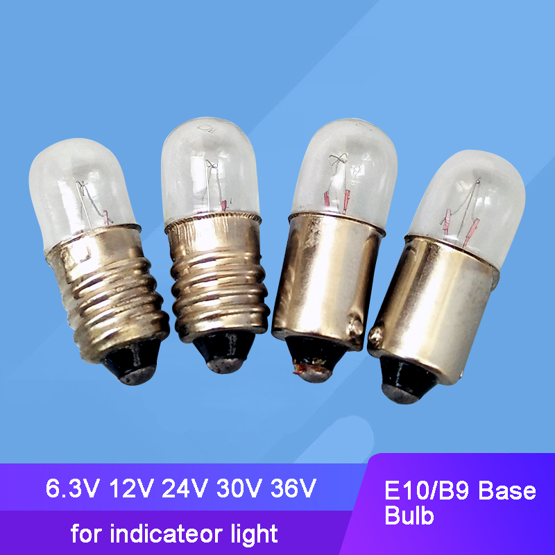 10 Uds E10 B9 6,3 V 12V 24V 30V 36V Mini bombilla para luz indicadora de máquina
