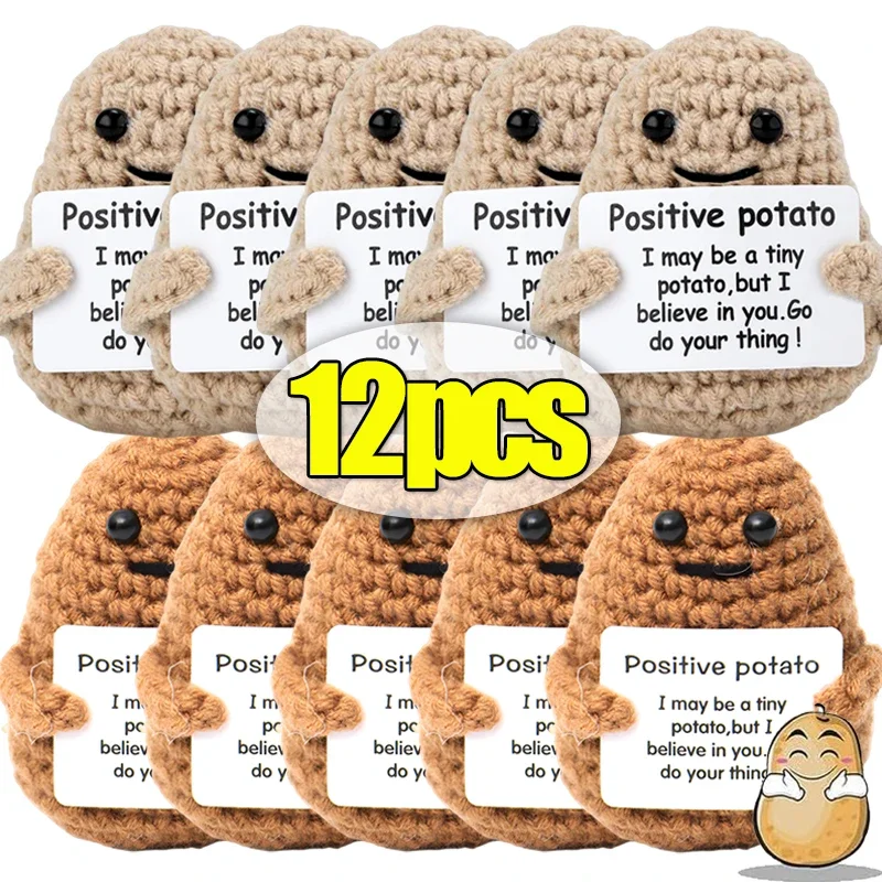Mini energía positiva hecha a mano de lana de felpa tejida patatas muñeca abrazo bolsillo con tarjeta festivales creativos decoración del hogar DIY