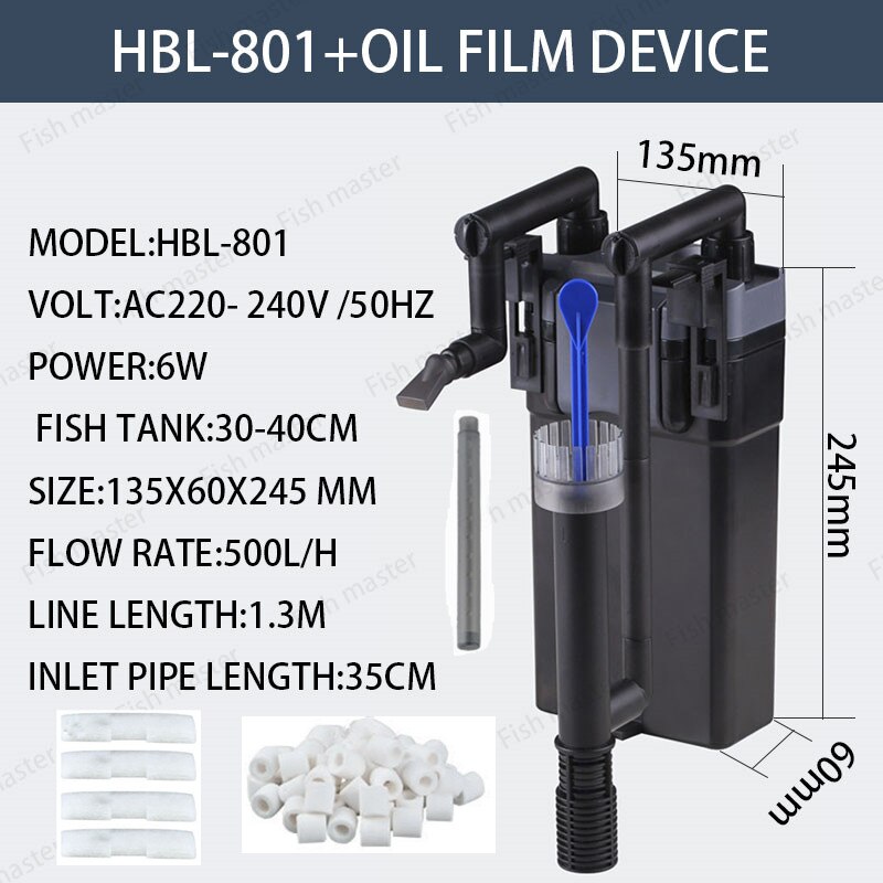 6W Muur Gemonteerde Aquarium Filter Aquarium Filter Terug Opknoping Waterval Landschap Verhoogt Houtskool Filter Hbl 801 802 803: XS / Roze