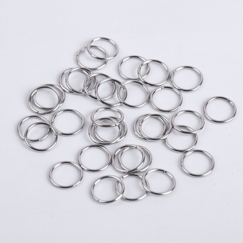 200 unids/lote de acero inoxidable anillos de salto abierto anillos de Split para la fabricación de la joyería DIY conector Accesorios: 1.0x10mm 100Pcs