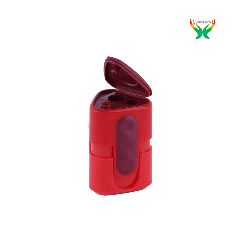 Lyra Double Hole Pencil Sharpener, Triangle Pencil Sharpener, Coarser Pen, Multifunctional Triangle Pencil Sharpener: red