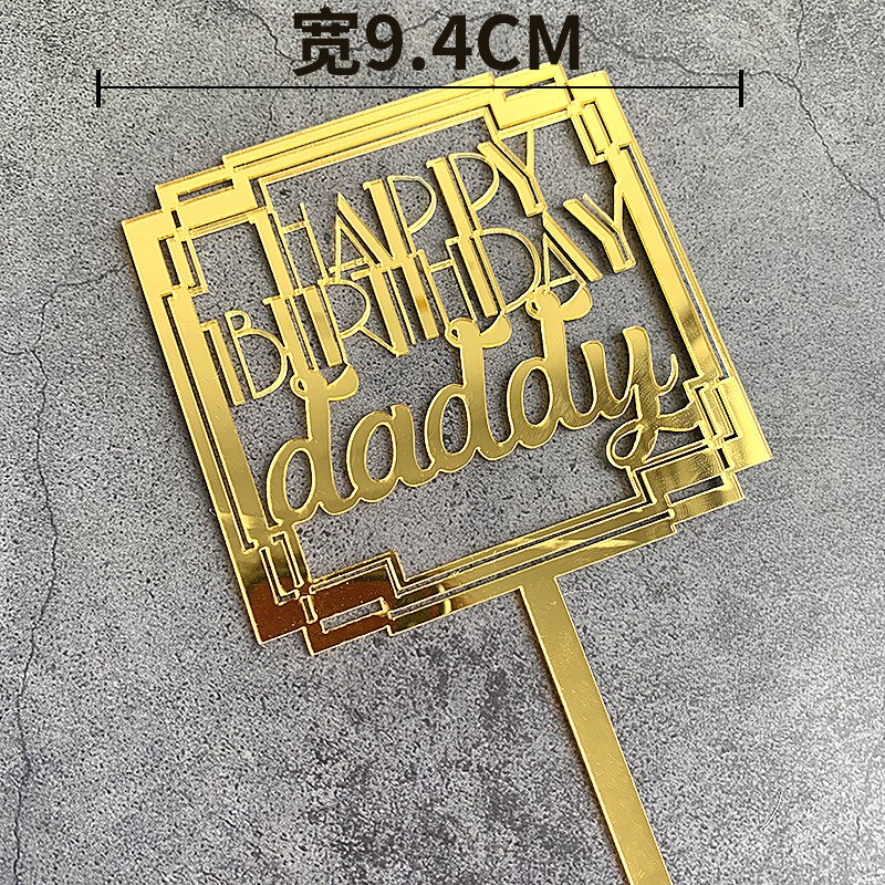 Acrylic Happy Birthday Cake Topper Double Layer Bow Star Mom and Dad Happy Birthday Baking Cake Decoration Party Favors: F
