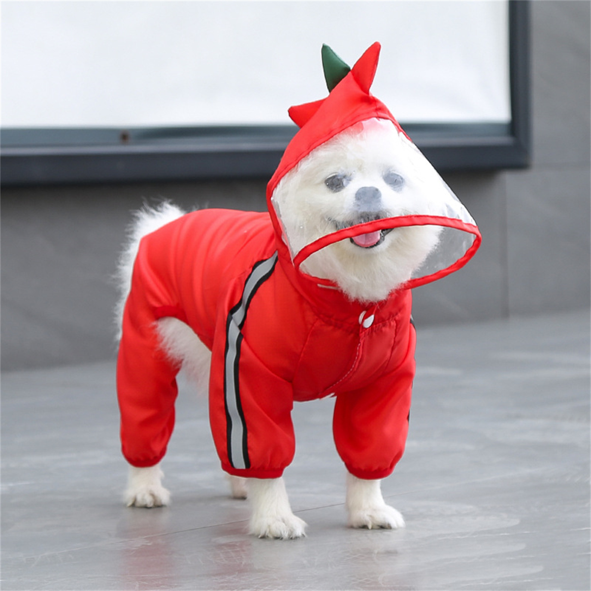 Dog Raincoat Waterproof Dogface Large Dog Rain Coat Jacket Reflective Adjustable Pet Dog Raincoat with Hood Pet Supplies: 4XL / Red