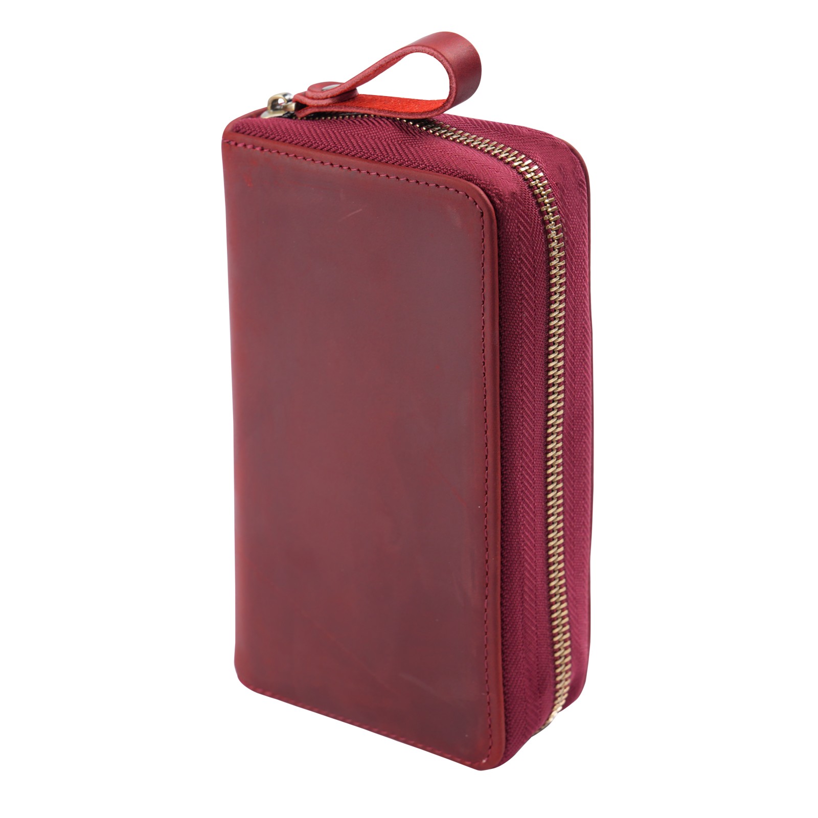 etui na długopisy i pióra wieczne z prawdziwej skóry z przegródkami, duża pojemna torba na długopisy i ołówki na 10 długopisów, dla uczniów, na artykuły papiernicze.: Czerwony