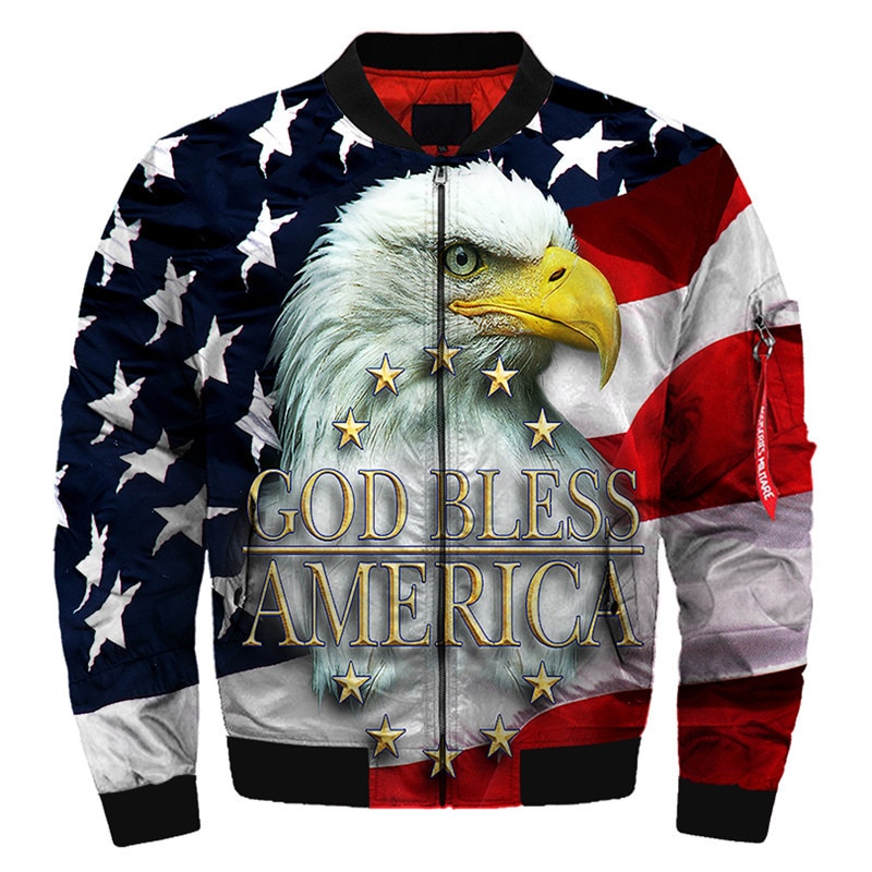 Redcats-Chaqueta 3D con estampado de águila para hombre, Cazadora Bomber de invierno a la