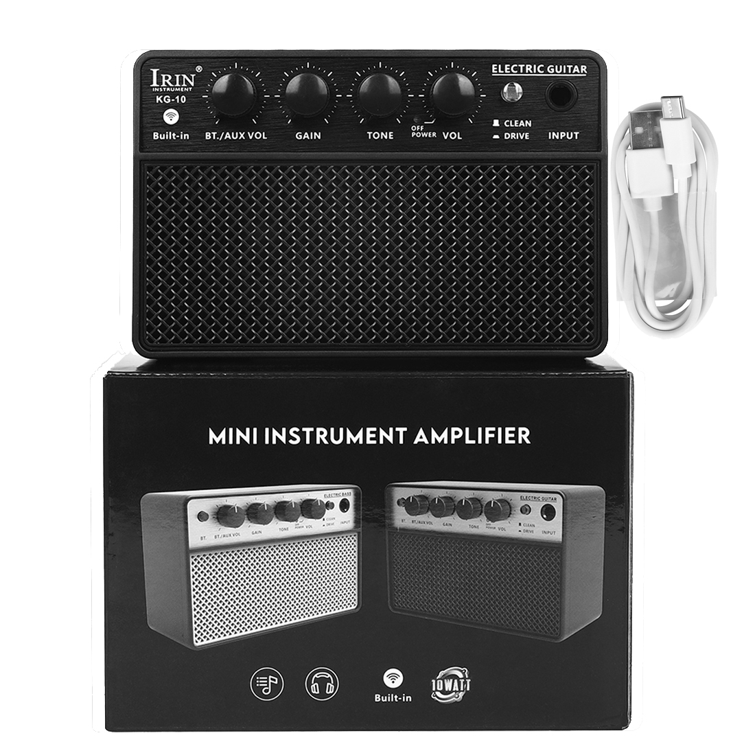 IRIN KG-10 Bluetooth Audio Electric Guitar Amplifier 10 Watt Rechargeable Portable Audio Mini Wireless Guitar Audio Amplifier: Default Title