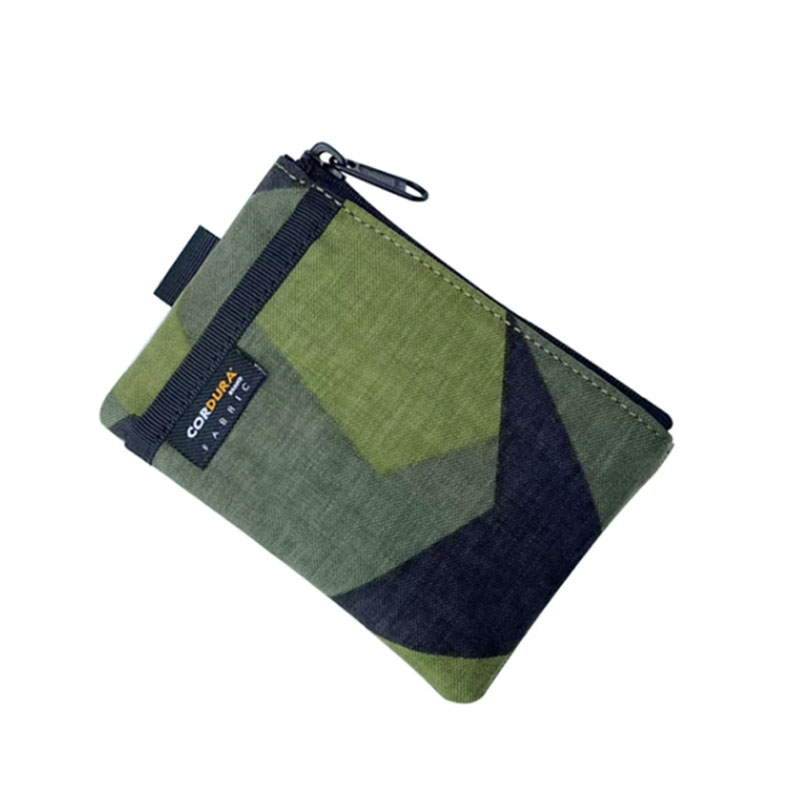 Kartenetui für Herren, Nylonstoff, Münzgeldbörse, Unisex, niedlicher Reißverschluss, kleine Geldbörse mit Ausweishalter, Stoff, schwarzer Kartenhalter: green