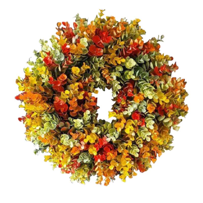 35cm Autumn Wreath Farmhouse Home Front Door Decoration Artificial Flower Garland Rustic Autumn Wreath Decor for Thanksgiving